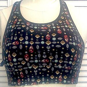 Victoria's Secret Set Rare Jeweled Black Workout Bra & Leggings Sz. M-L